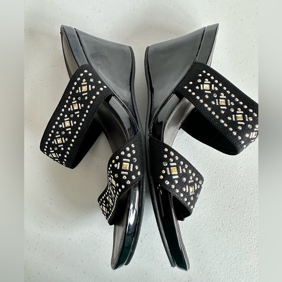 Impo VALI Black Stretch Wedge Sandal with embellished Straps Size 10M - Picture 6 of 11